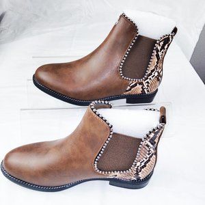 Ankle Boots sz 8, Studded Reptile Print NEW